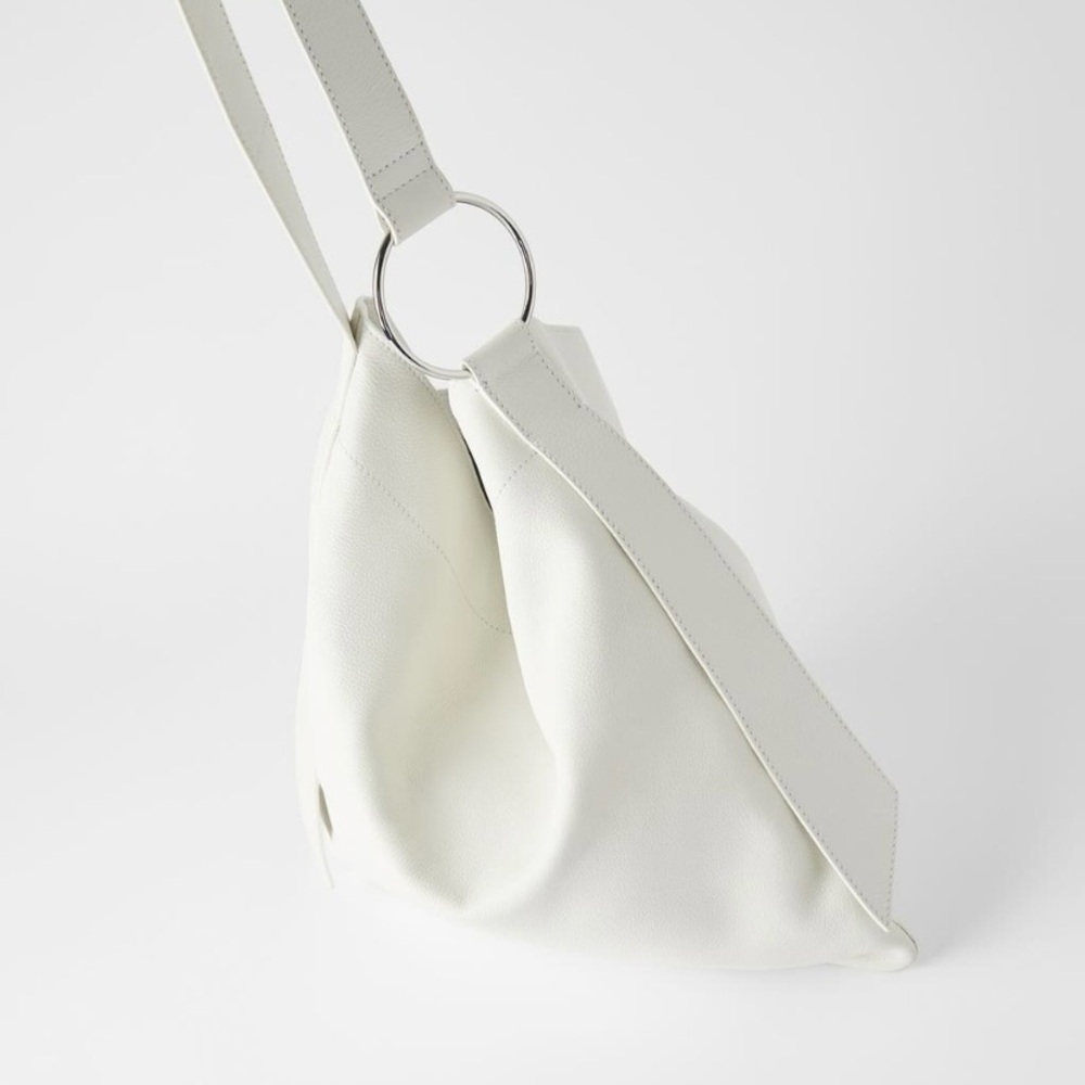 Zara white flat leather shopper bag - Picture 2 of 8